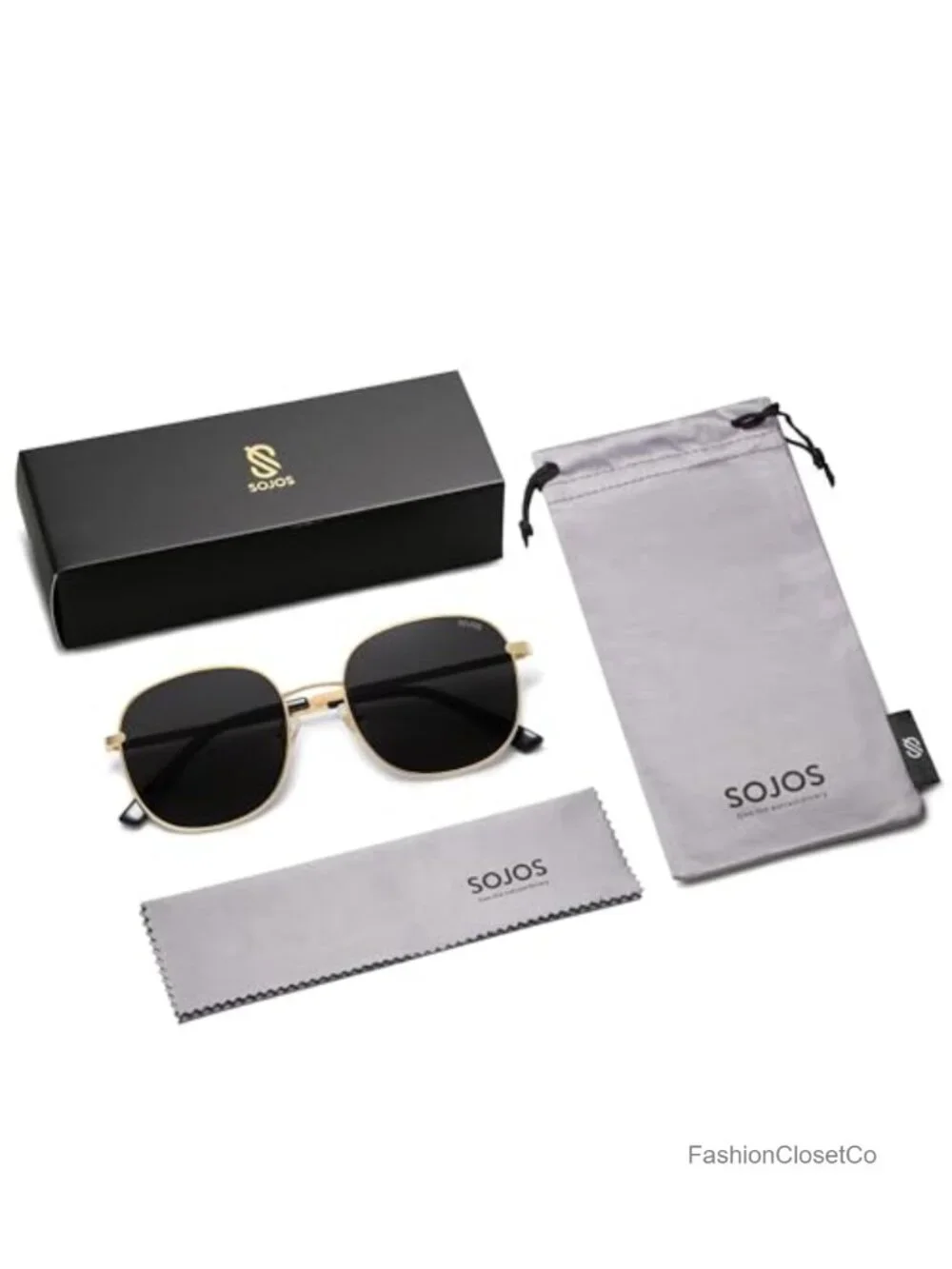 Classic Square Sunglasses Metal Frame Spring Hinges